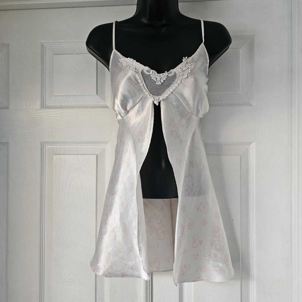 Vintage 90s y2k coquette heart pattern open belly camiSize largeS